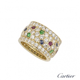 Cartier 18k Yellow Gold Multi Gem Set Ring